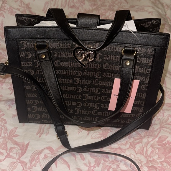 💕 [VALENTINE] NWT Juicy Couture Bling Pink Heart Embroidered Tote Bag - Picture 1 of 9